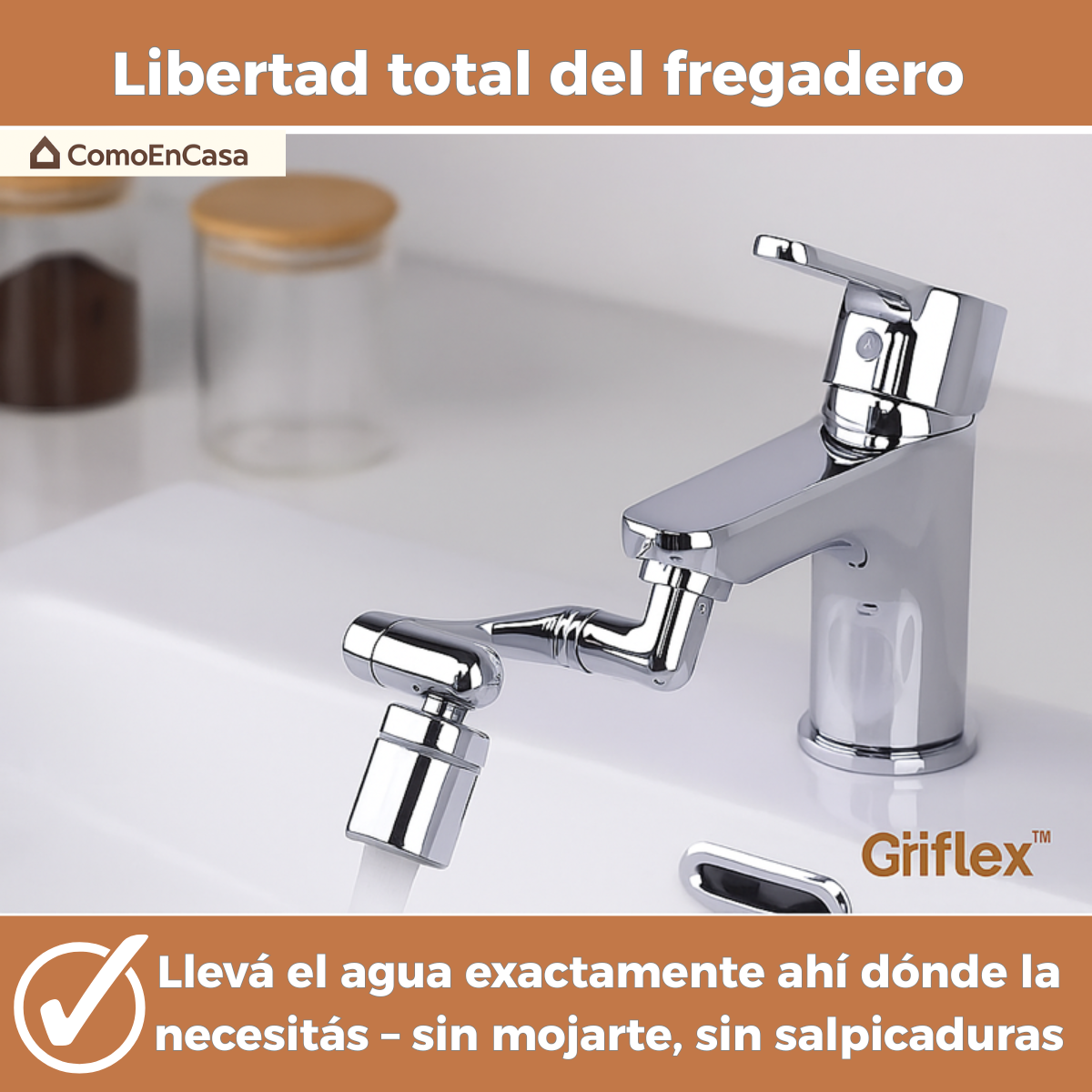Griflex™ - Grifo extensible 1440° giratorio - Economizador de agua integrado