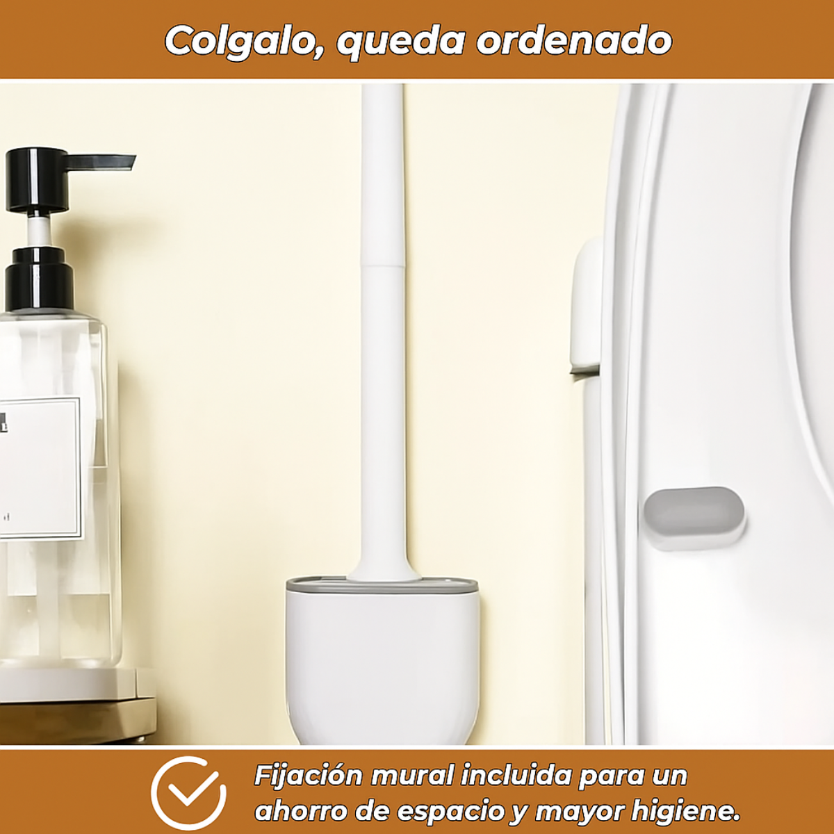 Cepillo flexible y eficaz para inodoro (pegable)