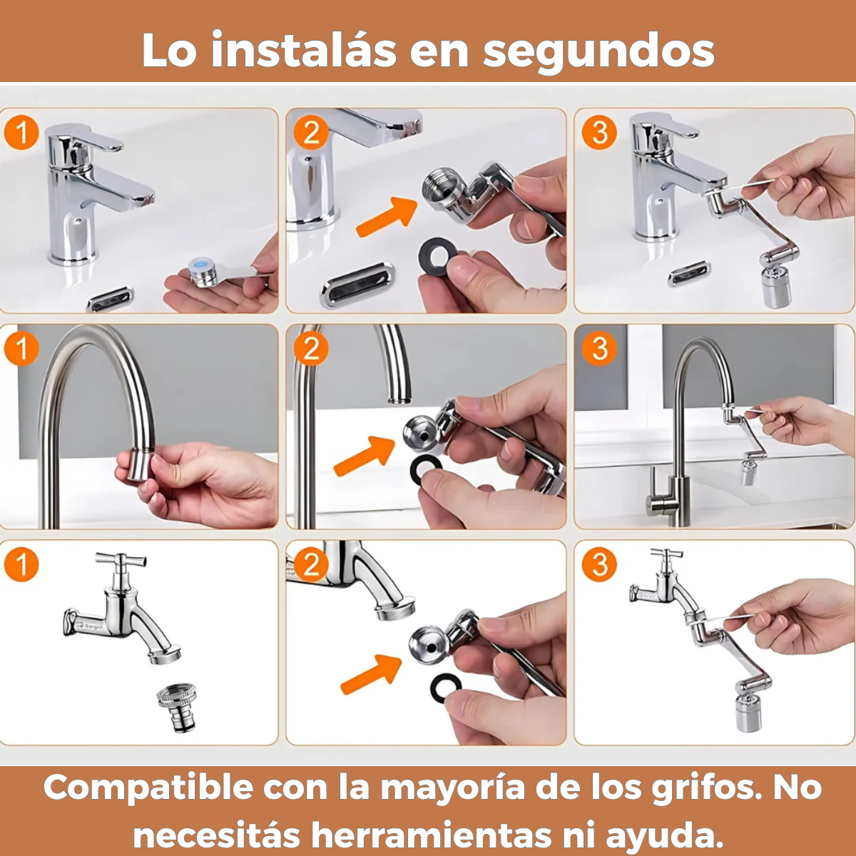 Griflex™ - Grifo extensible 1440° giratorio - Economizador de agua integrado